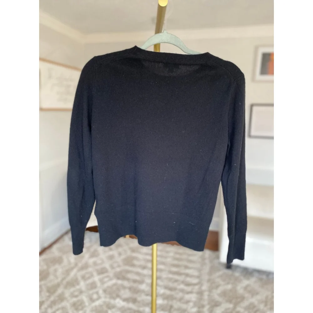 J.Crew 100% Cashmere Crewneck Sweater Black Classic XS Preppy Quiet Luxury Chic